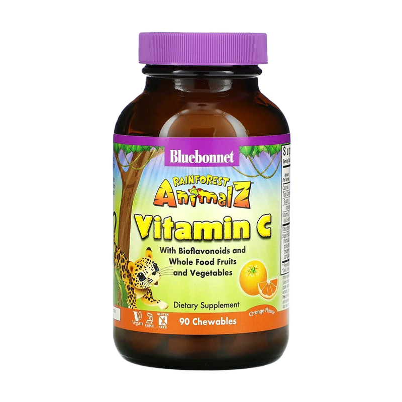 Дитячий Вітамін С Bluebonnet Nutrition Rainforest Animalz Vitamin C, зі смаком апельсина, 90 жувальних таблеток