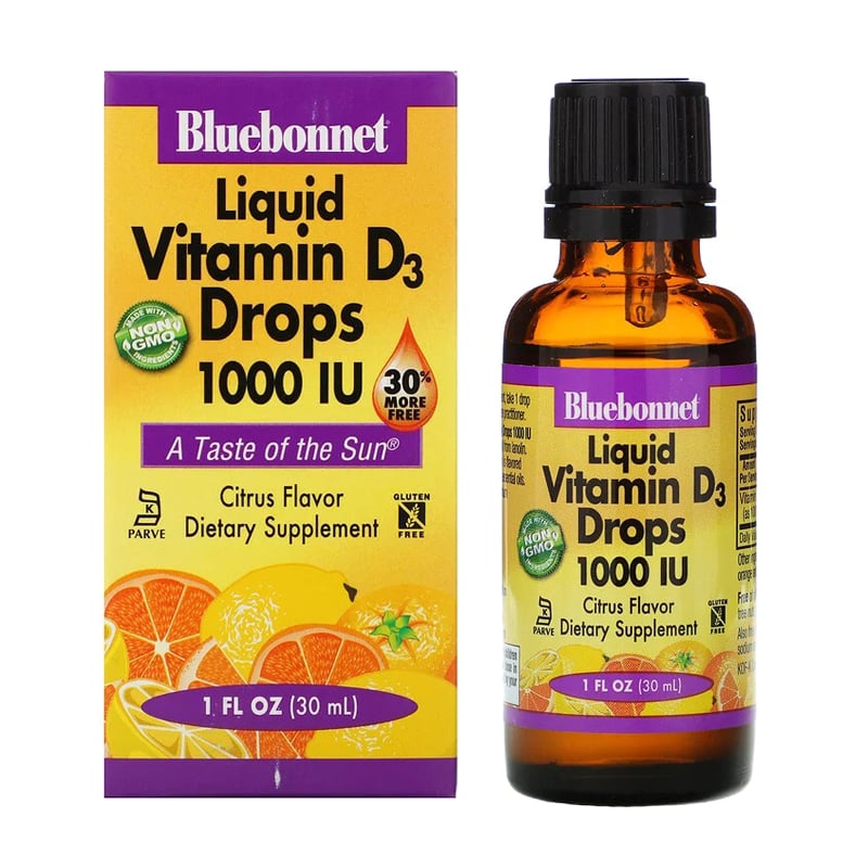 Вітамін Д3 Bluebonnet Nutrition Liquid Vitamin D3 Drops 1000 МО з цитрусовим смаком, в краплях, 30 мл