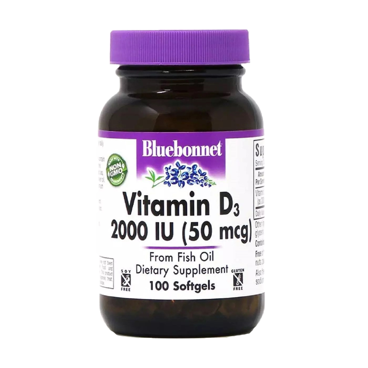 Вітамін Д3 Bluebonnet Nutrition Vitamin D3 2000 МО, 100 желатинових капсулах